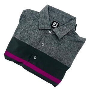 Footjoy Men's‎ Athletic Fit FJ Collar Golf Polo Gray Purple Tunica National XXL